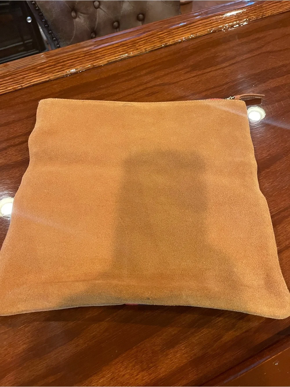 Clare V Fold-over Suede Clutch in Camel